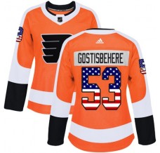 Dámský Dres Philadelphia Flyers Shayne Gostisbehere 53 USA Flag Fashion Oranžová Authentic