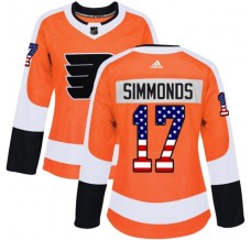Dámský Dres Philadelphia Flyers Wayne Simmonds 17 USA Flag Fashion Oranžová Authentic