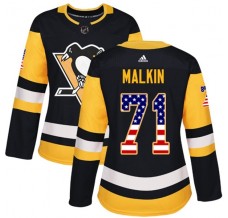 Dámský Dres Pittsburgh Penguins Evgeni Malkin 71 USA Flag Fashion Černá Authentic