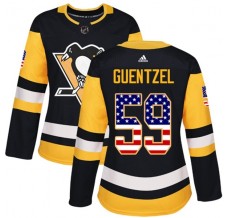 Dámský Dres Pittsburgh Penguins Jake Guentzel 59 USA Flag Fashion Černá Authentic
