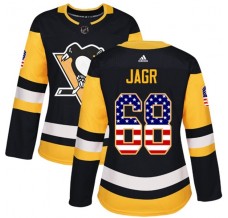 Dámský Dres Pittsburgh Penguins Jaromir Jagr 68 USA Flag Fashion Černá Authentic