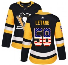 Dámský Dres Pittsburgh Penguins Kris Letang 58 USA Flag Fashion Černá Authentic