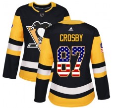 Dámský Dres Pittsburgh Penguins Sidney Crosby 87 USA Flag Fashion Černá Authentic