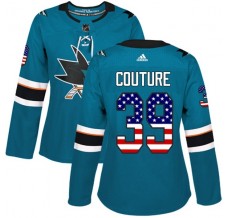 Dámský Dres San Jose Sharks Logan Couture 39 USA Flag Fashion Tyrkysová Authentic