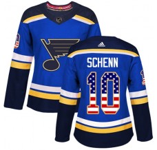 Dámský Dres St. Louis Blues Brayden Schenn 10 USA Flag Fashion Modrá Authentic