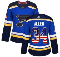 Dámský Dres St. Louis Blues Jake Allen 34 USA Flag Fashion Modrá Authentic