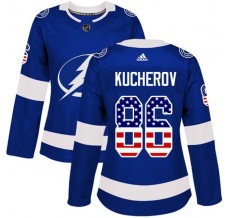 Dámský Dres Tampa Bay Lightning Nikita Kucherov 86 USA Flag Fashion Modrá Authentic