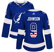 Dámský Dres Tampa Bay Lightning Tyler Johnson 9 USA Flag Fashion Modrá Authentic
