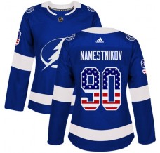 Dámský Dres Tampa Bay Lightning Vladislav Namestnikov 90 USA Flag Fashion Modrá Authentic