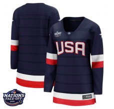 Dámský Dres USA Blank 2025 4 Nations Face-Off Patch Námořnická Modrá Breakaway Domácí