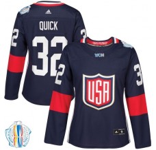 Dámský Dres USA Jonathan Quick 32 2016 World Cup of Hockey Námořnická Modrá Authentic