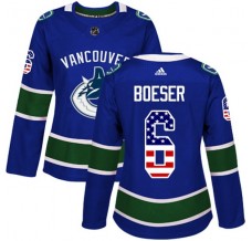 Dámský Dres Vancouver Canucks Brock Boeser 6 USA Flag Fashion Modrá Authentic