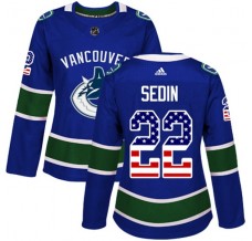 Dámský Dres Vancouver Canucks Daniel Sedin 22 USA Flag Fashion Modrá Authentic