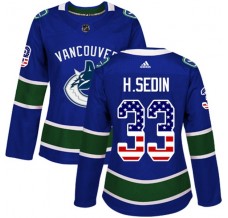 Dámský Dres Vancouver Canucks Henrik Sedin 33 USA Flag Fashion Modrá Authentic
