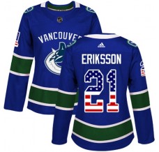 Dámský Dres Vancouver Canucks Loui Eriksson 21 USA Flag Fashion Modrá Authentic