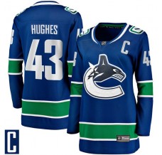 Dámský Dres Vancouver Canucks Quinn Hughes 43 Captain Patch Modrá Breakaway Domácí
