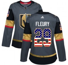 Dámský Dres Vegas Golden Knights Marc-Andre Fleury 29 USA Flag Fashion Šedá Authentic