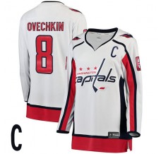 Dámský Dres Washington Capitals Alexander Ovechkin 8 Captain Patch Bílá Breakaway Venkovní
