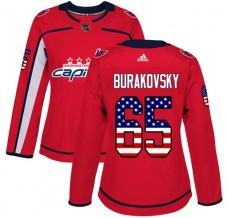 Dámský Dres Washington Capitals Andre Burakovsky 65 USA Flag Fashion Červená Authentic