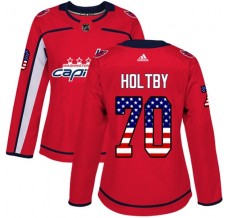 Dámský Dres Washington Capitals Braden Holtby 70 USA Flag Fashion Červená Authentic