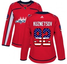 Dámský Dres Washington Capitals Evgeny Kuznetsov 92 USA Flag Fashion Červená Authentic