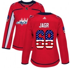 Dámský Dres Washington Capitals Jaromir Jagr 68 USA Flag Fashion Červená Authentic
