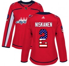 Dámský Dres Washington Capitals Matt Niskanen 2 USA Flag Fashion Červená Authentic