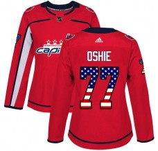 Dámský Dres Washington Capitals T.J. Oshie 77 USA Flag Fashion Červená Authentic