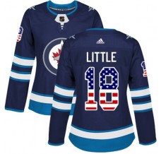 Dámský Dres Winnipeg Jets Bryan Little 18 USA Flag Fashion Námořnická Modrá Authentic