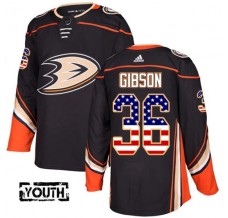 Dětský Dres Anaheim Ducks John Gibson 36 USA Flag Fashion Černá Authentic