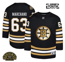 Dětský Dres Boston Bruins Brad Marchand 63 100th Anniversary Patch Černá Premier Alternativní