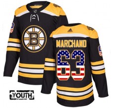 Dětský Dres Boston Bruins Brad Marchand 63 USA Flag Fashion Černá Authentic