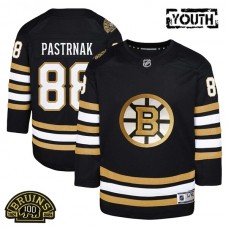 Dětský Dres Boston Bruins David Pastrnak 88 100th Anniversary Patch Černá Bílá Premier Alternativní