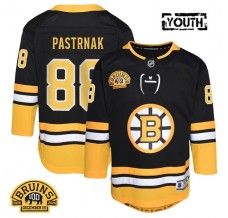 Dětský Dres Boston Bruins David Pastrnak 88 100th Anniversary Patch Černá Premier Alternativní