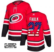 Dětský Dres Carolina Hurricanes Justin Faulk 27 USA Flag Fashion Červená Authentic