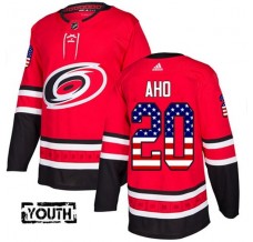 Dětský Dres Carolina Hurricanes Sebastian Aho 20 USA Flag Fashion Červená Authentic