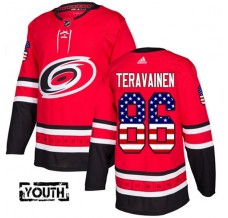 Dětský Dres Carolina Hurricanes Teuvo Teravainen 86 USA Flag Fashion Červená Authentic