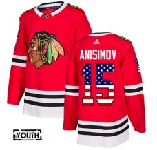 Dětský Dres Chicago Blackhawks Artem Anisimov 15 USA Flag Fashion Červená Authentic