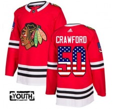 Dětský Dres Chicago Blackhawks Corey Crawford 50 USA Flag Fashion Červená Authentic