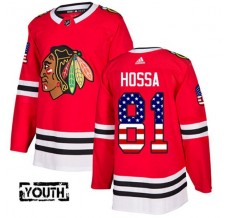 Dětský Dres Chicago Blackhawks Marian Hossa 81 USA Flag Fashion Červená Authentic
