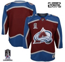 Dětský Dres Colorado Avalanche Blank 2022 Stanley Cup Champions Patch Burgundská Červená Premier Domácí
