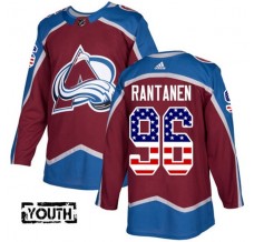 Dětský Dres Colorado Avalanche Mikko Rantanen 96 USA Flag Fashion Burgundská Červená Červená Authentic