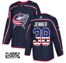 Dětský Dres Columbus Blue Jackets Boone Jenner 38 USA Flag Fashion Námořnická Modrá Authentic