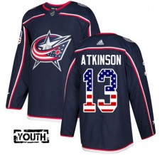 Dětský Dres Columbus Blue Jackets Cam Atkinson 13 USA Flag Fashion Námořnická Modrá Authentic