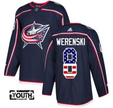 Dětský Dres Columbus Blue Jackets Zach Werenski 8 USA Flag Fashion Námořnická Modrá Authentic