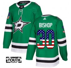 Dětský Dres Dallas Stars Ben Bishop 30 USA Flag Fashion Svěže Zelená Authentic
