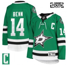 Dětský Dres Dallas Stars Jamie Benn 14 Captain Patch Zelená Premier Domácí