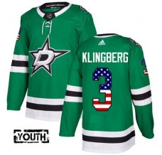 Dětský Dres Dallas Stars John Klingberg 3 USA Flag Fashion Svěže Zelená Authentic