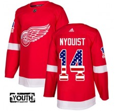 Dětský Dres Detroit Red Wings Gustav Nyquist 14 USA Flag Fashion Červená Authentic
