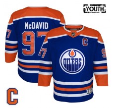 Dětský Dres Edmonton Oilers Connor McDavid 97 Captain Patch Královská Modrá Premier Domácí